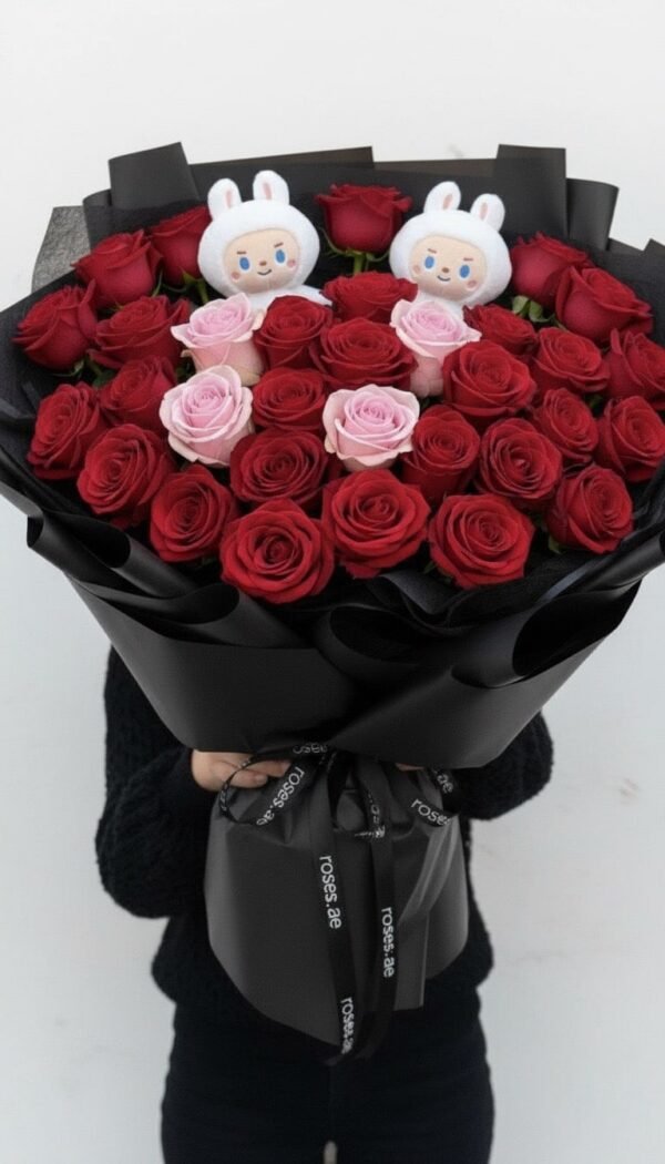 La bubu & red roses bouquet