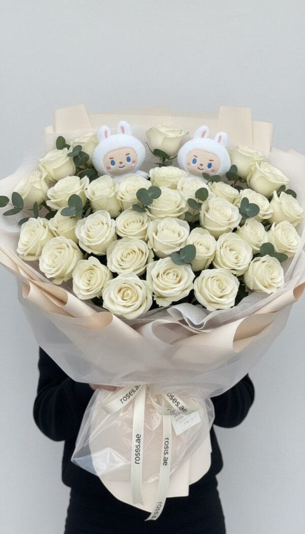 La bubu & white roses bouquet